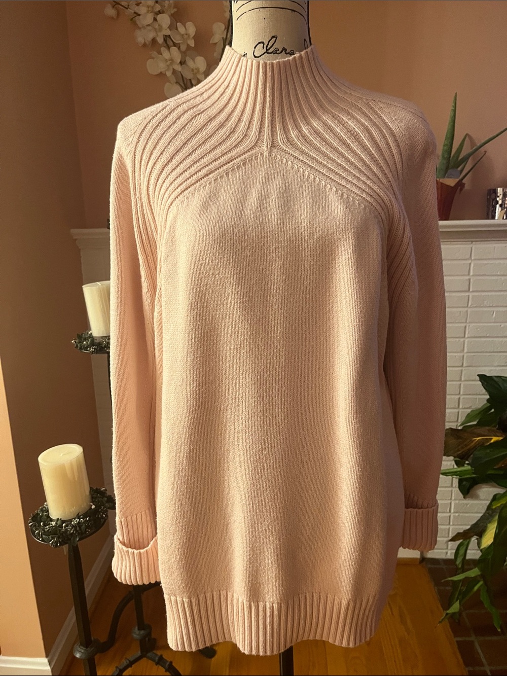 Talbots Mock Neck Sweater in Pale Pink Size 2X